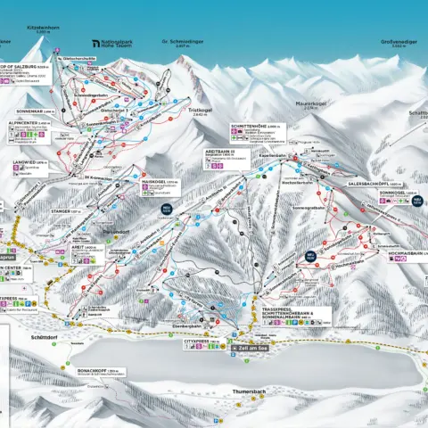 Pistekaart Zell am See Kaprun Kitzsteinhorn