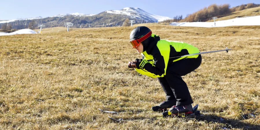 Skier in weiland