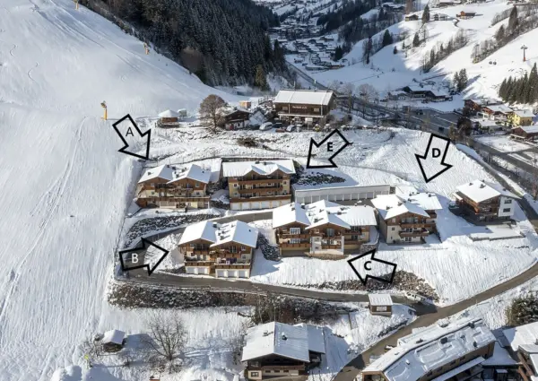 Alpen Resort Saalbach A3 Saalbach Hinterglemm bovenaanzicht locatie van de chalets