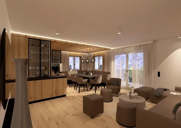 Alpen Resort C2 Saalbach woonkamer zithoek
