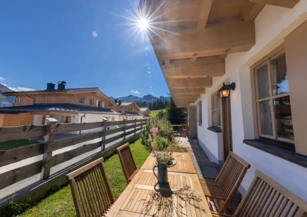 Hochkrimml Gans den Berg 2 zomer terras uitzicht