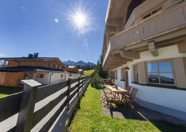 Hochkrimml Gans den Berg 2 zomer terras aanzicht