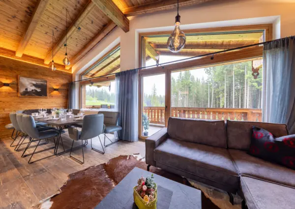 National Park Chalet Vorderkopf Neukirchen woonkamer