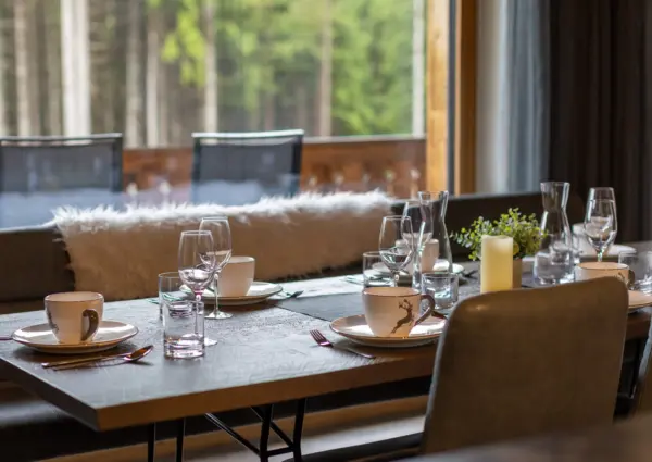 National Park Chalet Vorderkopf Neukirchen eettafel met uitzicht