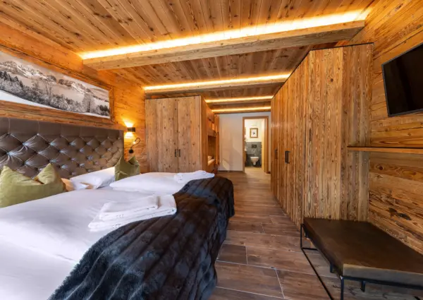 National Park Chalet Vorderkopf Neukirchen slaapkamer met stapelbed overzicht