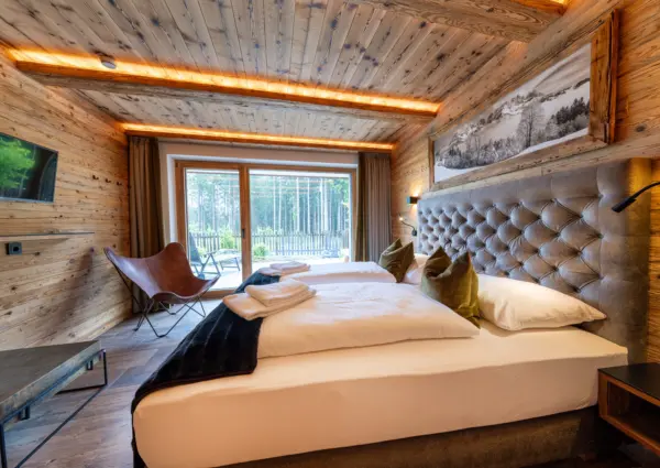 National Park Chalet Vorderkopf Neukirchen slaapkamer met stapelbed uitzicht