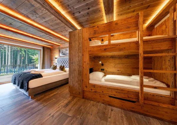National Park Chalet Vorderkopf Neukirchen slaapkamer met stapelbed
