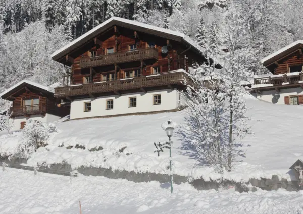 Wald Bauernhaus Winters aanzicht vanaf de weg