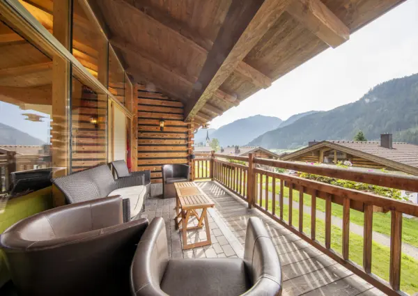 Wald Chalet Anton Balkon zithoek